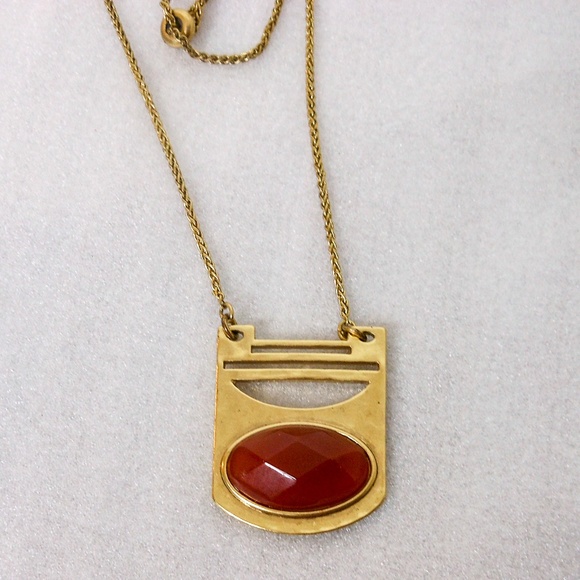 Lucky Brand Red Carnelian Slide Necklace Hammered - Picture 3 of 8